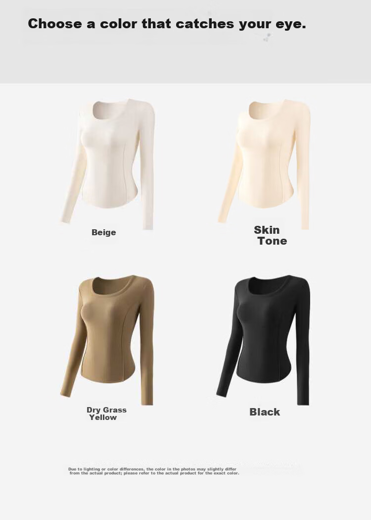 Zishuo Round Neck Fleece-Lined Slim Fit Thermal Base Layer Top Black M 12