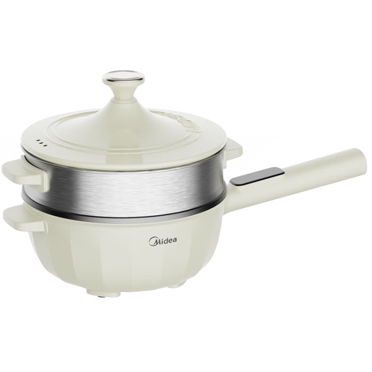 Midea Electric Wok, Electric Steamer, Electric Cooker, Multi-Functional Electric Hot Pot for Home Use, All-In Cooking Pot for Frying, Steaming, Boiling And Stir-Frying, 4L Multi-Purpose Pot for Dormitory Use, HCG2816 with Steamer Basket