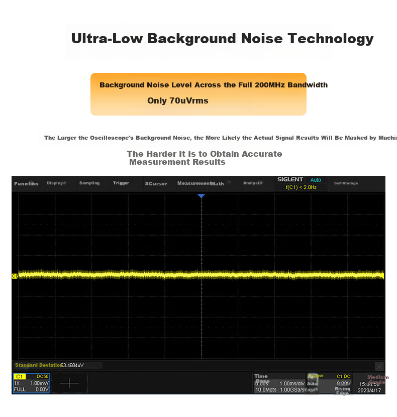SIGLENT SDS1204X HD 12-bit High Definition Oscilloscope 200MHz Bandwidth 4 Channels 2GSa/s Sampling 4