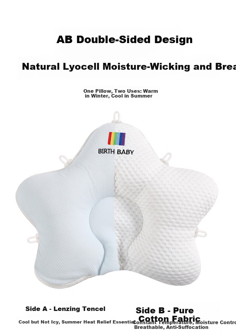 J.Sir Shaping Pillow for Babies 0-6 Months Newborn Round Head Corrective Drawstring Infant Sleep Pillow 1