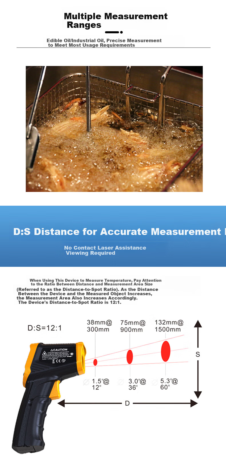Meidemei Infrared Thermometer High-Precision Temperature Gun Industrial Kitchen Baking Oil Thermometer Water and Milk Thermometer A30 4