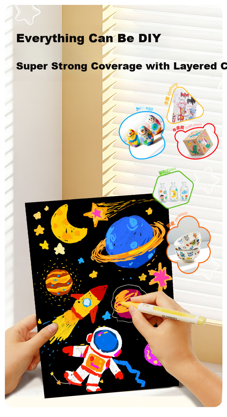 Cat Prince 24-Color Large Capacity Direct Ink Acrylic Markers Soft Tip Washable Watercolor Pens for Kids New Year Birthday Gift 6