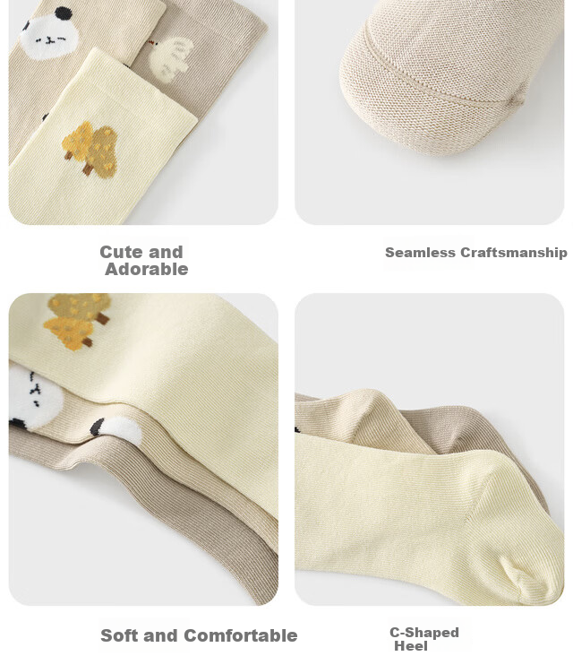 TONGTAI Baby Socks Long Tube Socks for Boys and Girls Seamless Toe Wide Mouth Yellow 0-6 Months 7
