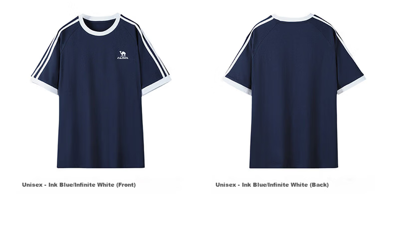 CAMEL Dilireba Style Pure Soft Cotton Oversized Unisex Short Sleeve T-Shirt C36BAXLN090A Dark Blue S 27