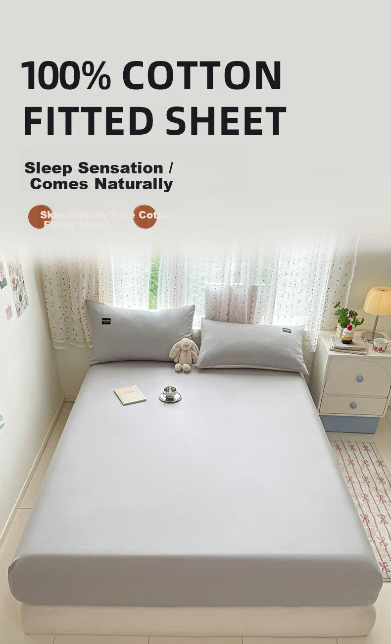 Miiow 100% Cotton Fitted Sheet Pure Cotton Mattress Protector Dustproof Cover 180x200cm 1