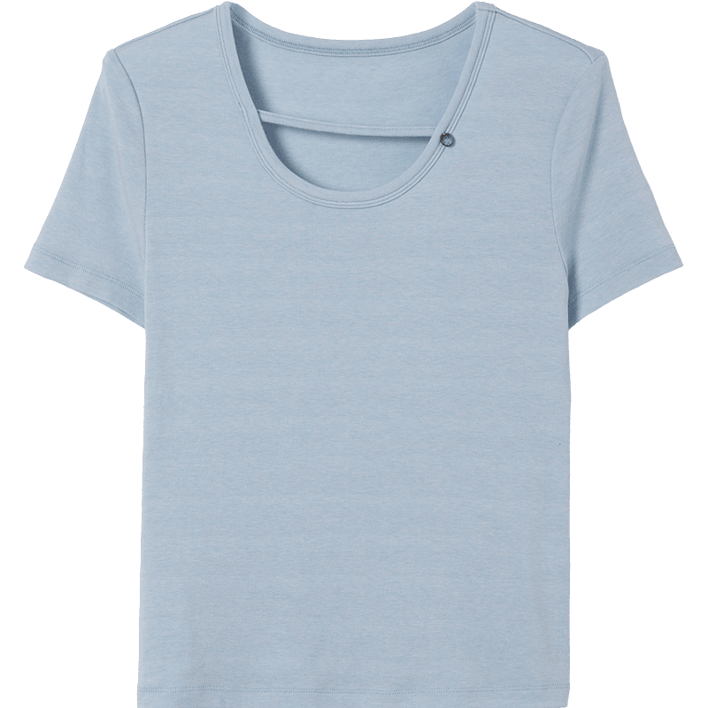 Demana [With Wool and Lyocell] Summer Minimalist High Elastic Slim Fit Round Neck Drawstring Decorative Slimming Women's T-Shirt