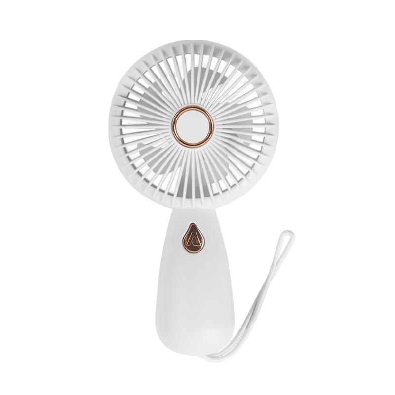 Baosou Portable Handheld Mini Fan with Built-in Light and Lanyard, Rechargeable, 3-Speed Strong Wind, Quiet, Lightweight for Outdoor, Office, and Students - White