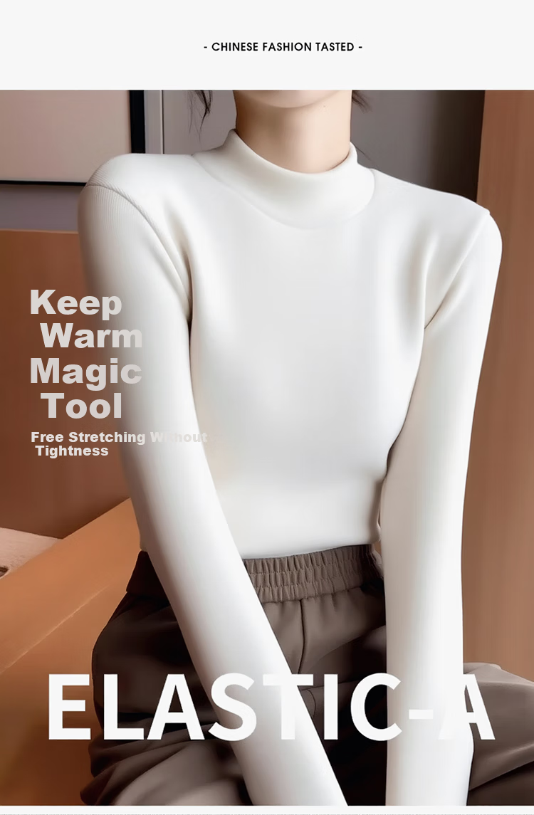 Urban Beauty Camellia Lambswool Fleece Half Turtleneck Thickened Basic Slim Fit Long Sleeve Women's Winter Top 5