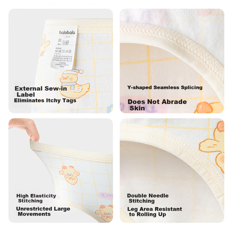 Balabala Kids Cotton Girls' Briefs Toddler Triangle Underwear Soft Elastic 3-Pack