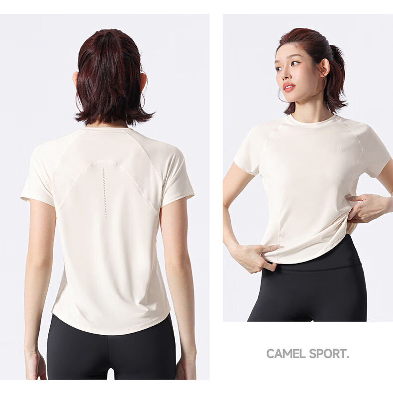 CAMEL Women's Ice Cooling Sports T-Shirt Quick-Dry Breathable Fitness Running Short Sleeve Y26BAWL6025 Dream Pink S 16