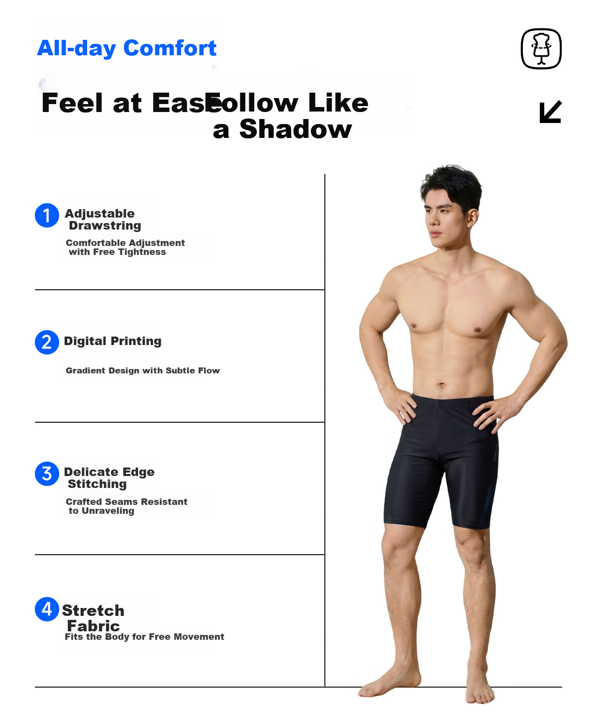 361° Men's Swim Trunks Large Size Long 5-Inch Professional Quick-Dry Chlorine-Resistant Swimwear 6