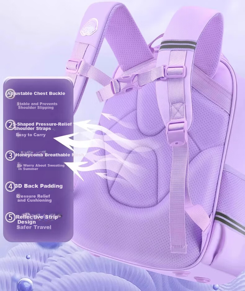 Herder Kuromi Elementary School Backpack for Girls 2025 New Lightweight Ergonomic Anti-Backpack for Grades 1-3 5
