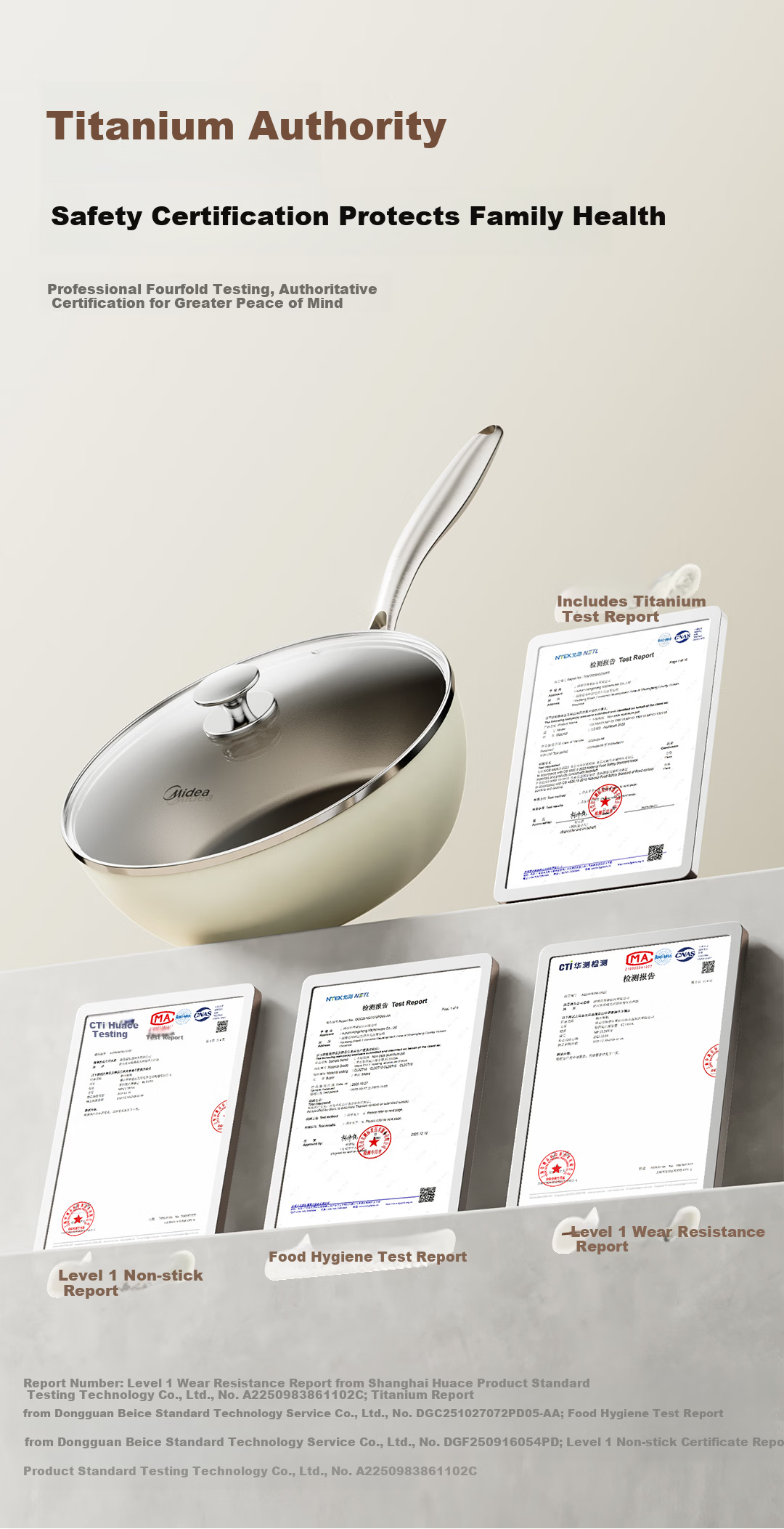 Midea Non-Stick Titanium Wok 30cm Flat Bottom Frying Pan Compatible with Induction Cooker 6