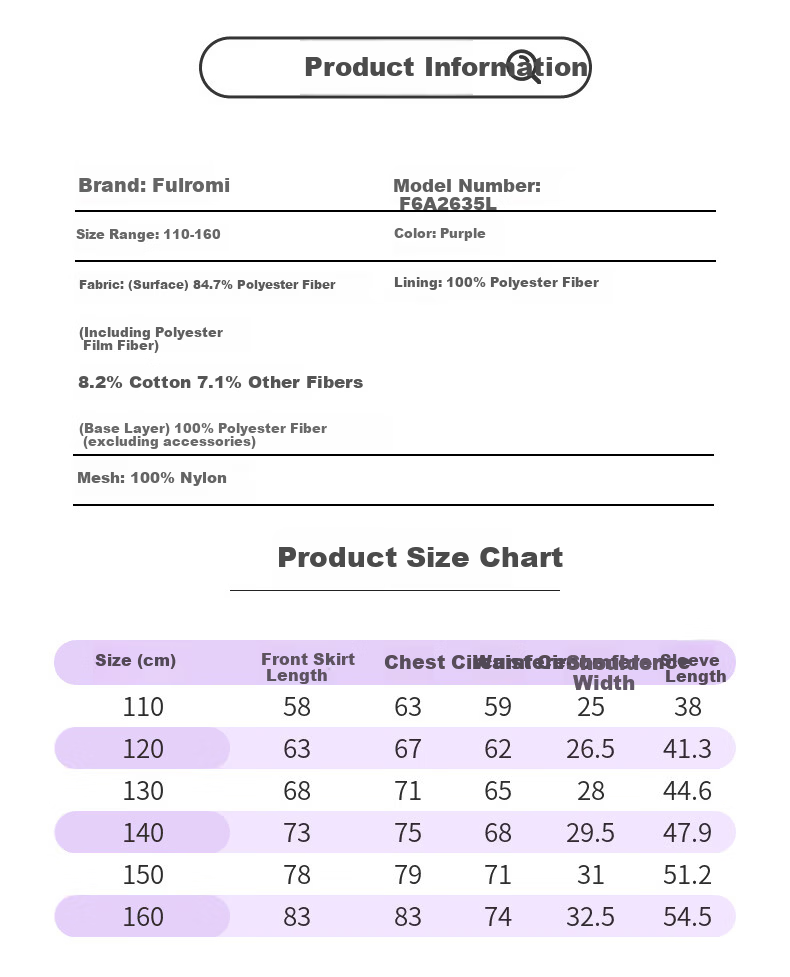 Fulomi Girls' Dress 26 Spring Sweet Stylish Mesh Princess Dress Birthday Party Dress Purple 110cm 5