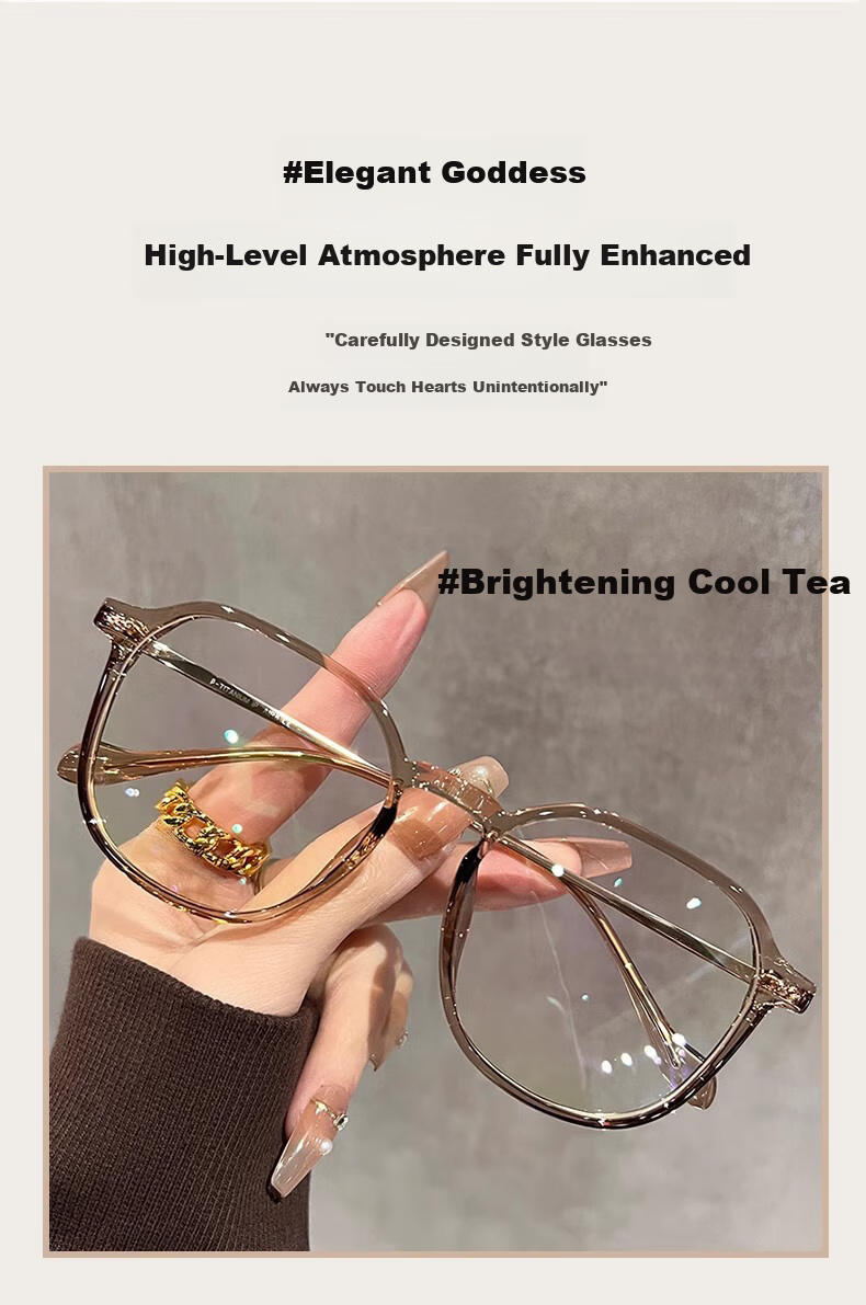 Boshide Blue Light Blocking Glasses, Lightweight Large Frame Korean Style for Women, Natural Look Enhancer, Anti-Myopia, 400 Degree Cool Tea Color 4