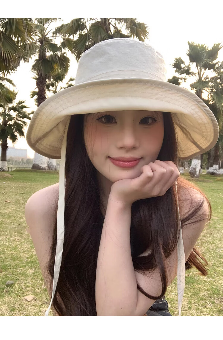 Xueqiman Women's Summer Sun Protection Hat Large Brim Sunshade Hat Face Slimming Natural Look UV Protection Quick-Dry Bucket Hat 12