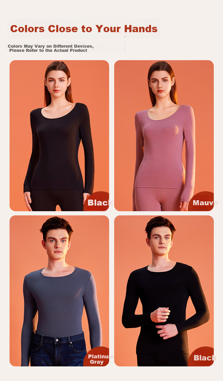 Ordifen Modal Crew Neck Autumn Shirt Women's Thermal Underwear Antibacterial Heat Retaining Cotton Sweater Black L 13
