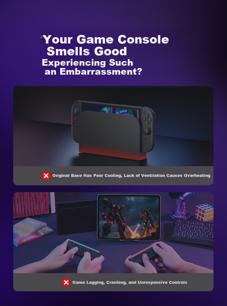 Jemdo Cooling Base Fan for Nintendo Switch 2 OLED Storage Stand Cooling Device NS Auto Start-Stop Game Card TV Mode Accessory 1