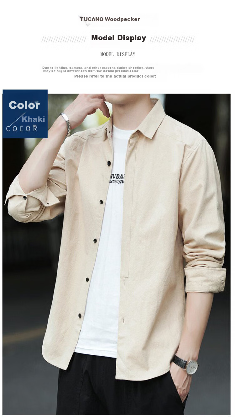 TUCANO Men's Casual Long Sleeve Shirt Loose Fit Spring Autumn Jacket Gray XL 8