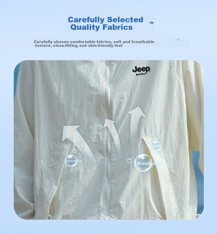 JEEP SPIRIT Unisex Ice Silk Sun Protection Jacket Summer UPF50+ Waterproof UV Protection Coat Off-White 3XL 1