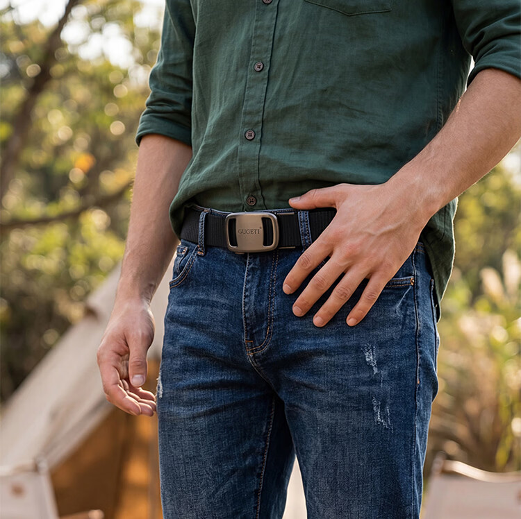 Gugeti Men's Leather Belt Automatic Buckle Business Pants Belt Outdoor Military Training Tactical Casual Belt Birthday Gift 3