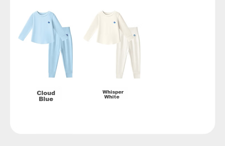 Babycare Children's Camellia Thermal Underwear Autumn Winter Homewear Set Shell White 90 17