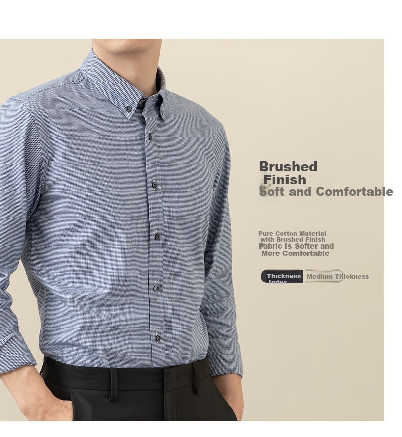BLACKMONDAY Men's Houndstooth Cotton Brushed Long Sleeve Wrinkle-Resistant Business Casual Shirt 8