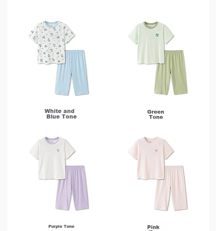Balabala Kids Summer Pajama Set Air Conditioning Clothes Boys Girls Homewear Baby Short Sleeve Shorts Comfortable 8