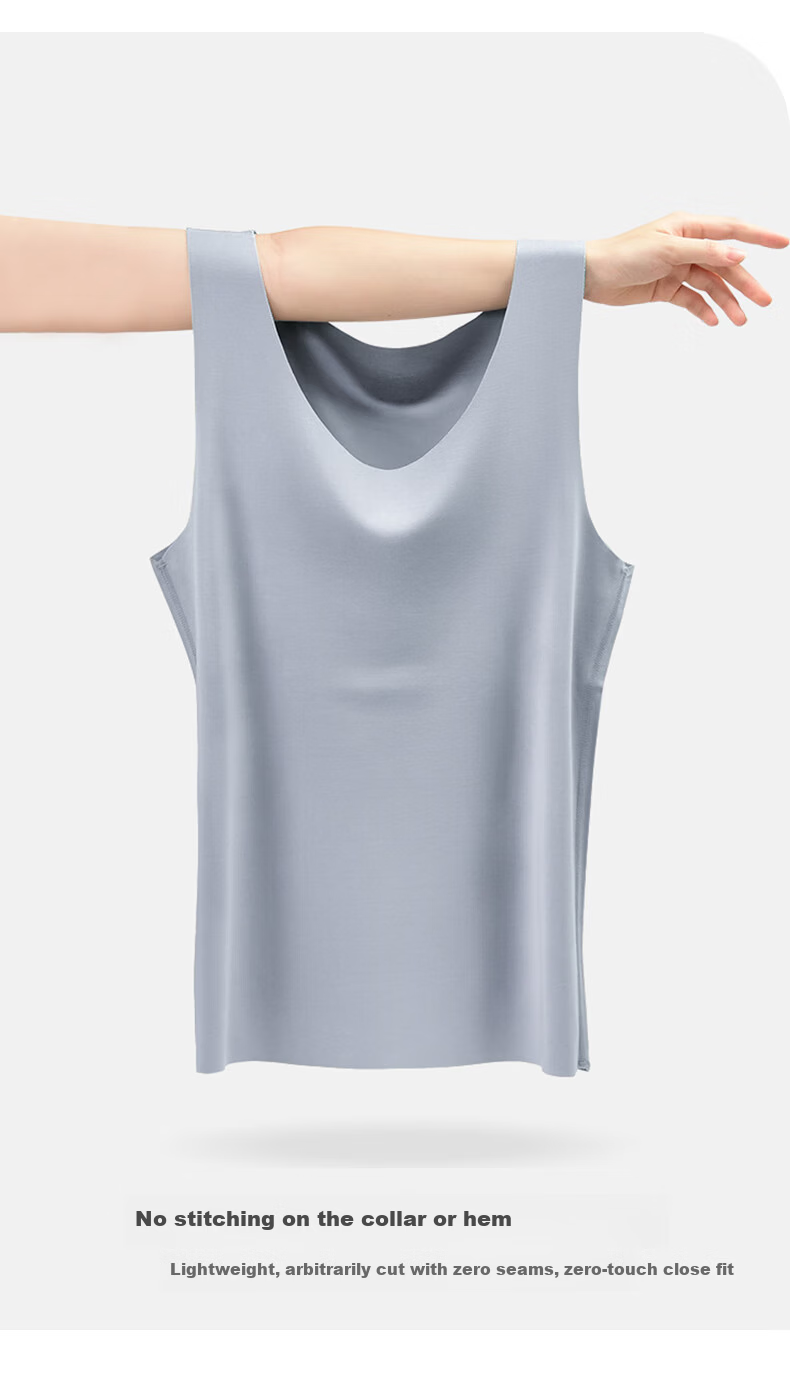 Mengyangwang Men's Modal Racerback Vest Summer Thin Seamless Sports Fitness Sleeveless Base Layer 15