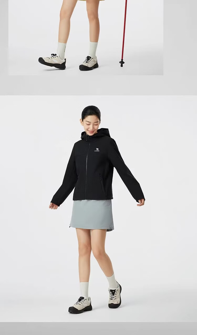 Camel [Three-Proof] Unisex Outdoor Softshell Jacket Women's Spring 2026 Windproof Water-Repellent Insulated Oil-Resistant 10