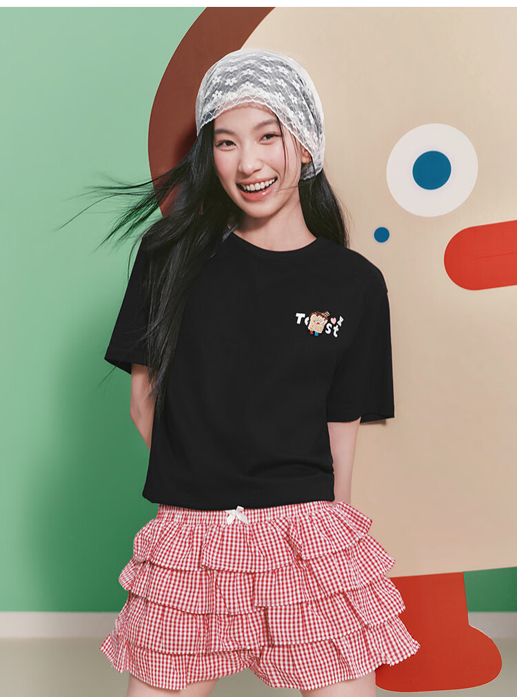 Semir BB Collaboration 100% Cotton Women's Short Sleeve T-Shirt 2026 Summer Breathable Loose Fit Crew Neck Top 109326100021 33