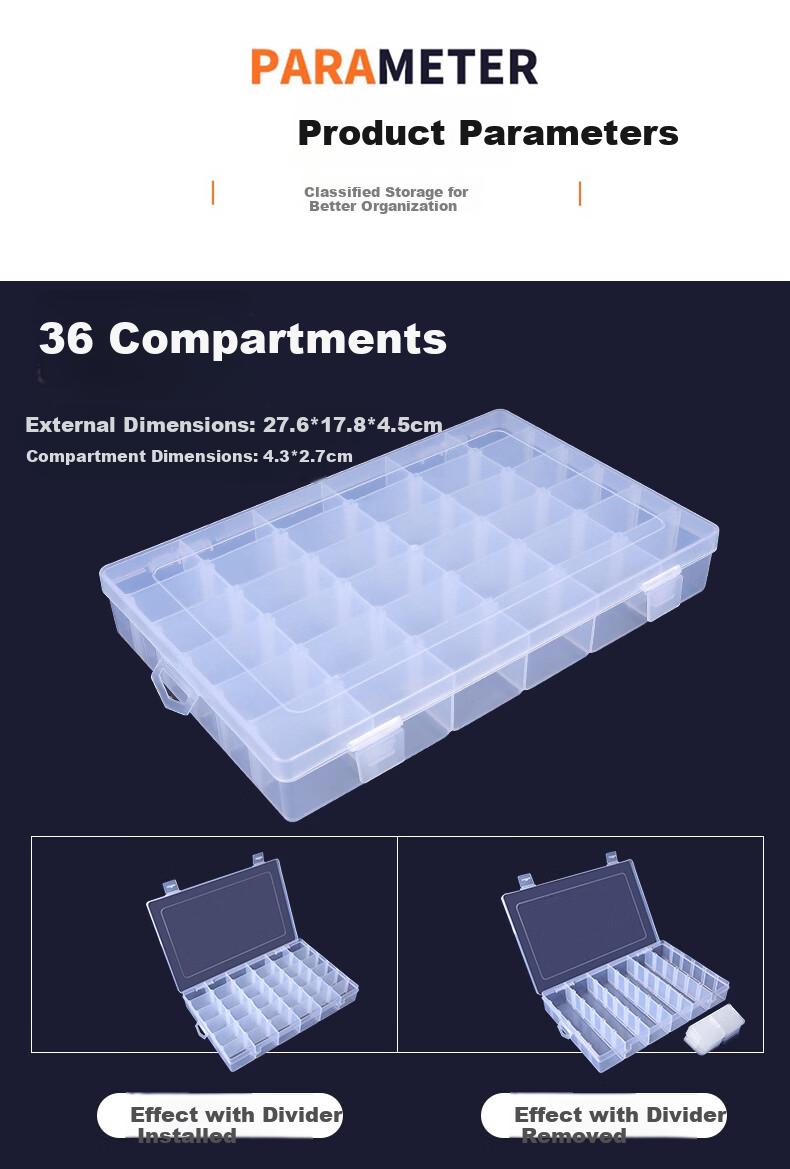 Chaoji Jia Pin Multi-Compartment Storage Box, Transparent with Lid, Divided Plastic Container for Screws And Parts, Tool Organizer, Sorting Box, 15 Compartments 11