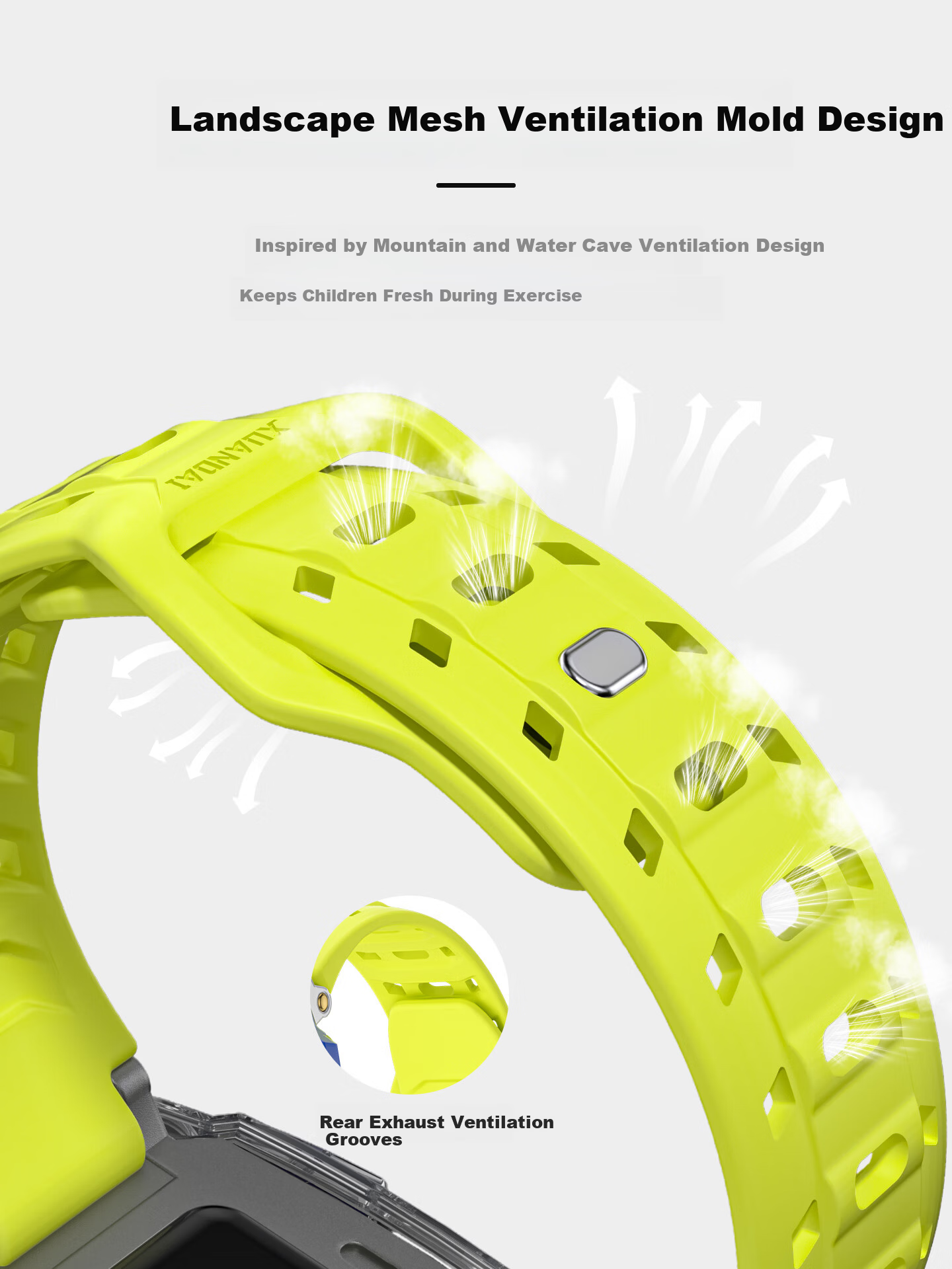 CHENSONG Silicone Breathable Mesh Strap for Xiaotiancai Z/Q/N/Y/D Series Kids' Smartwatch Black 3