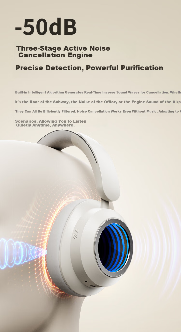 ENKOR EM9 Over-Ear Bluetooth Headphones Active Noise Cancelling 2026 Latest Wireless Music Wired Computer Gaming Deep Abyss Mirror RGB Lighting Ultra-Long Battery Life 3
