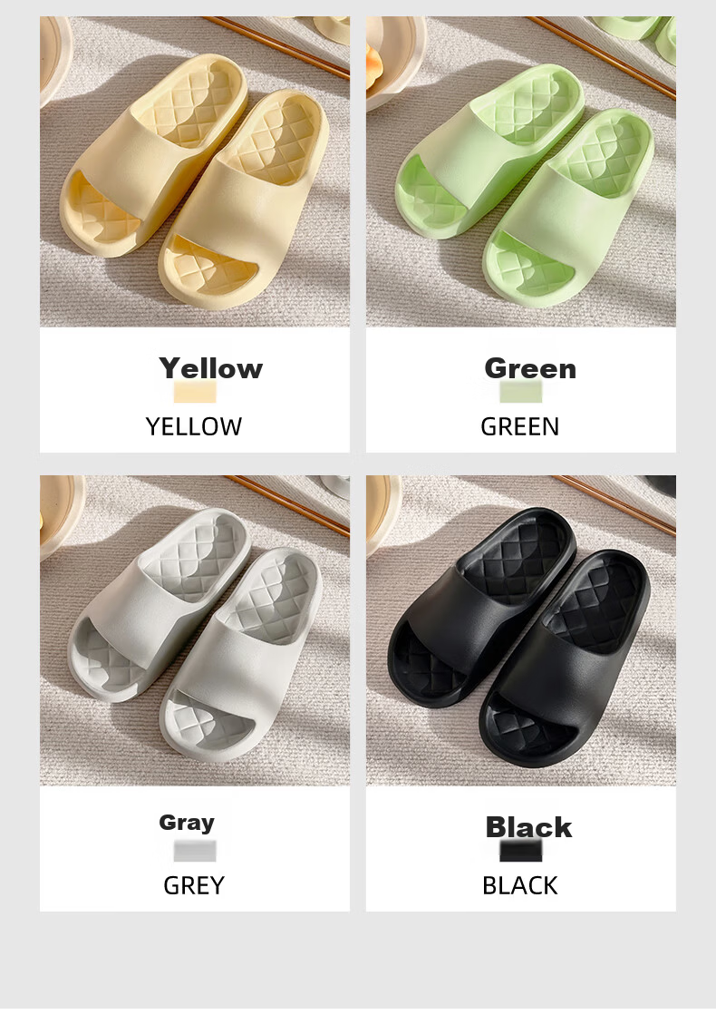 ABFE Women's Summer Indoor Home Bathroom Slippers Silent Non-Slip Soft Sole Men's Black Sandals Size 42-43 5
