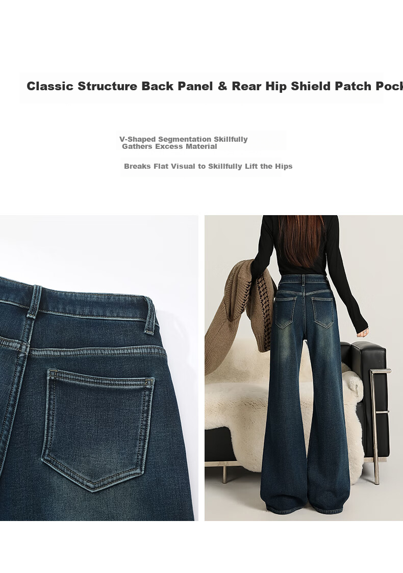 Xueqiman Women's Flared Jeans 2026 Spring High Waist Stretch Slim Fit Floor-Length Bell Bottoms 10
