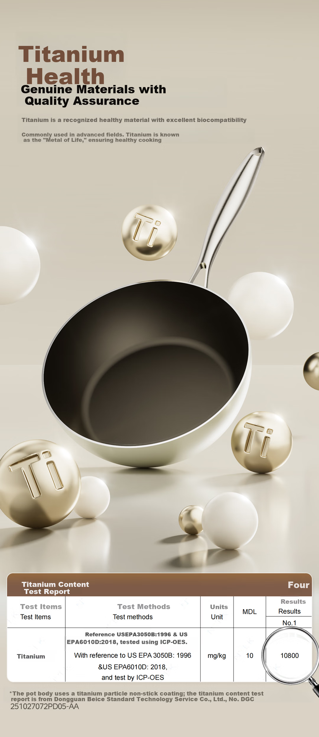 Midea Non-Stick Titanium Wok 30cm Flat Bottom Frying Pan Compatible with Induction Cooker 3