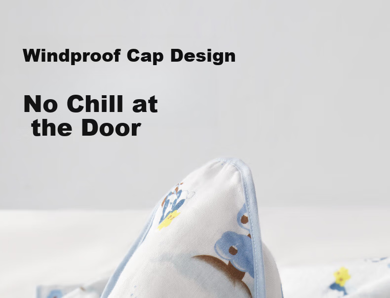 Babycare Newborn Cotton Swaddle Blanket Soothing Temperature-Regulating Delivery Room Infant Wrap Bubu Bear Moonlight Blue 90*90cm 17