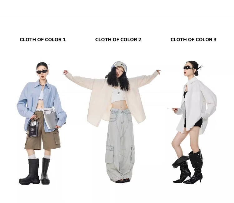 ICH MODE Blue Long Sleeve Women's Shirt Summer Loose Casual Blouse Versatile Trendy Top Jacket Blue S 2