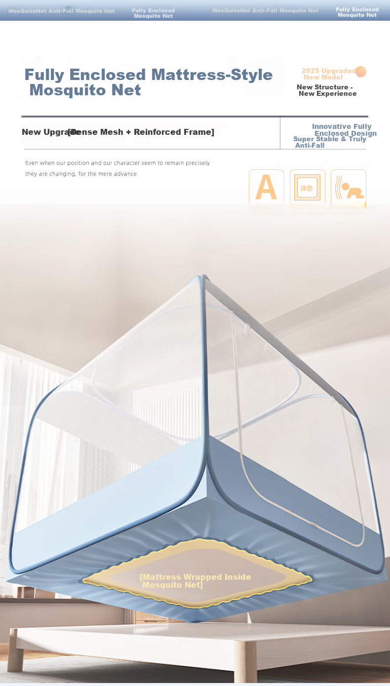 Gaorui Mongolian Yurt Mosquito Net Anti-Fall Baby 1.5x2m Home Integrated No-Installation Foldable Children's Mosquito Protection Maternity A-Class 1