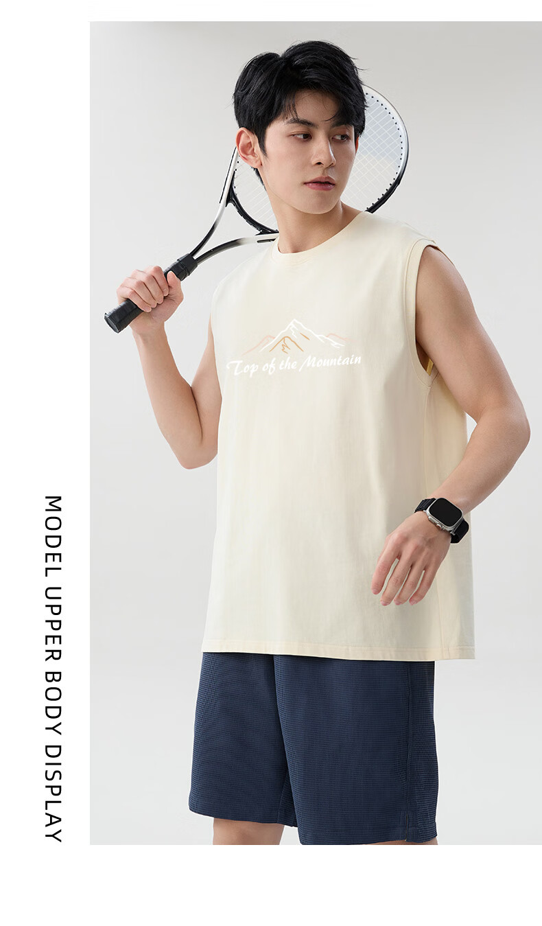 Baleno American Style Sleeveless Vest Men 2026 Summer Heavyweight Cotton Men's Fitness Sports Tank Top Youth Plus Size Sweatshirt 18