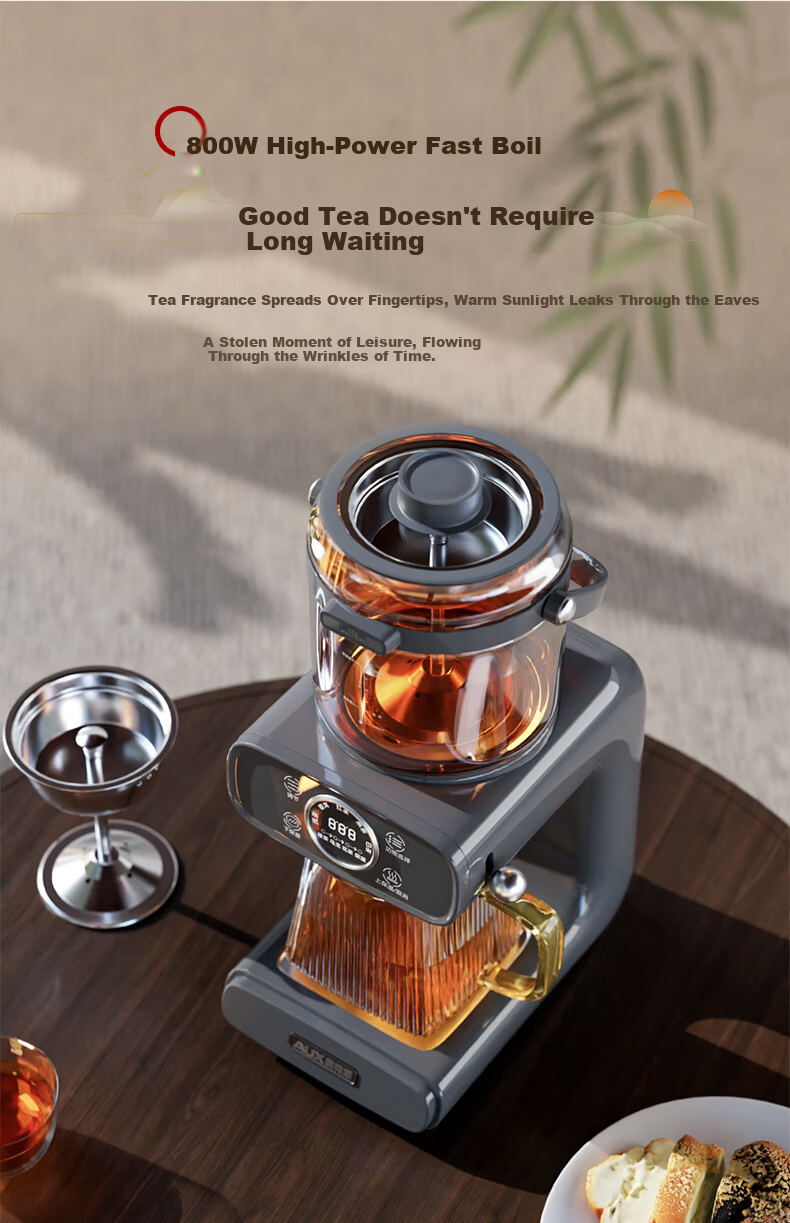 AUX Tea Kettle Health Pot Steam Spray Tea Extractor Pure Titanium TI Base Multifunctional Tea Maker AZC-12AZX-340 for Home and Office 9