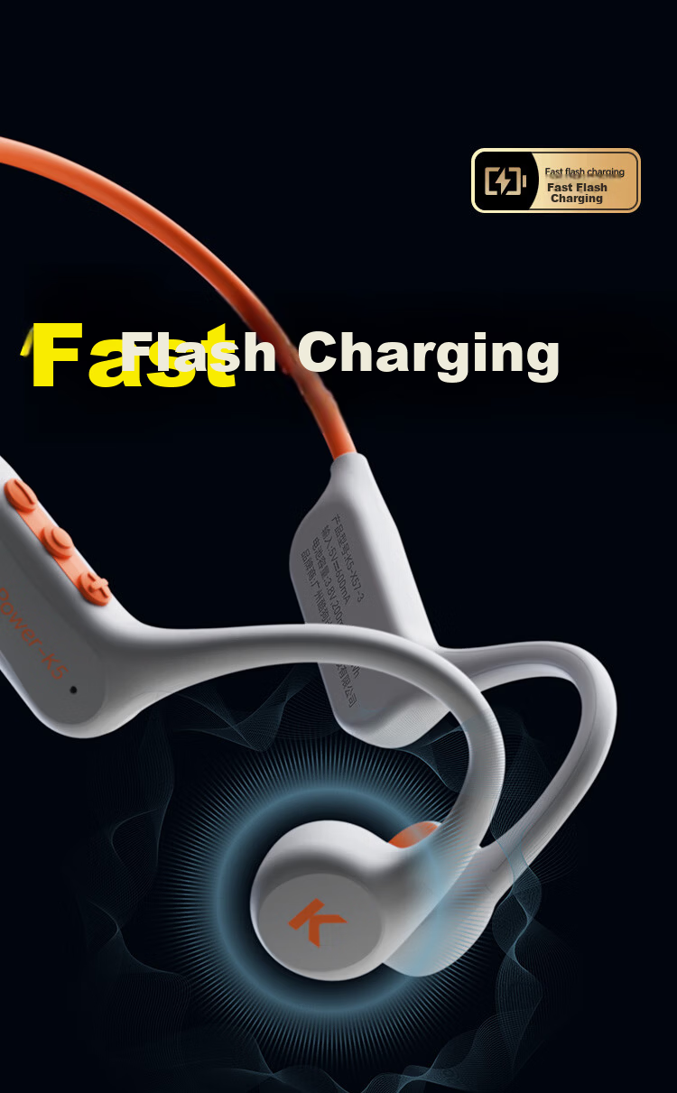 KUGOU K5 6.0 Bone Conduction Bluetooth Earphones 12-Hour Long Battery Life 16-Level Volume Waterproof Sweatproof Sports Running Cycling Earhooks Unisex 8
