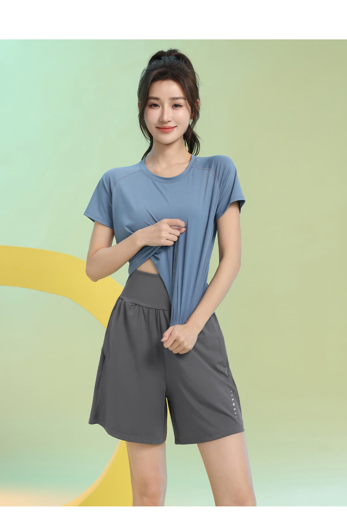 Baisirong Professional Women's Badminton Two-Piece Set Summer Short Sleeve Quick-Dry Slim Outdoor Fitness Running Sportswear 19