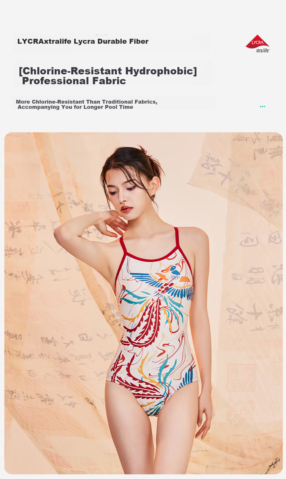 ZOKE Women's One-Piece Swimsuit, Triangle Training Competitive Slimming Tummy-Covering Fashion 125601138 Off-White Dark Red Blue Phoenix 2XL 4