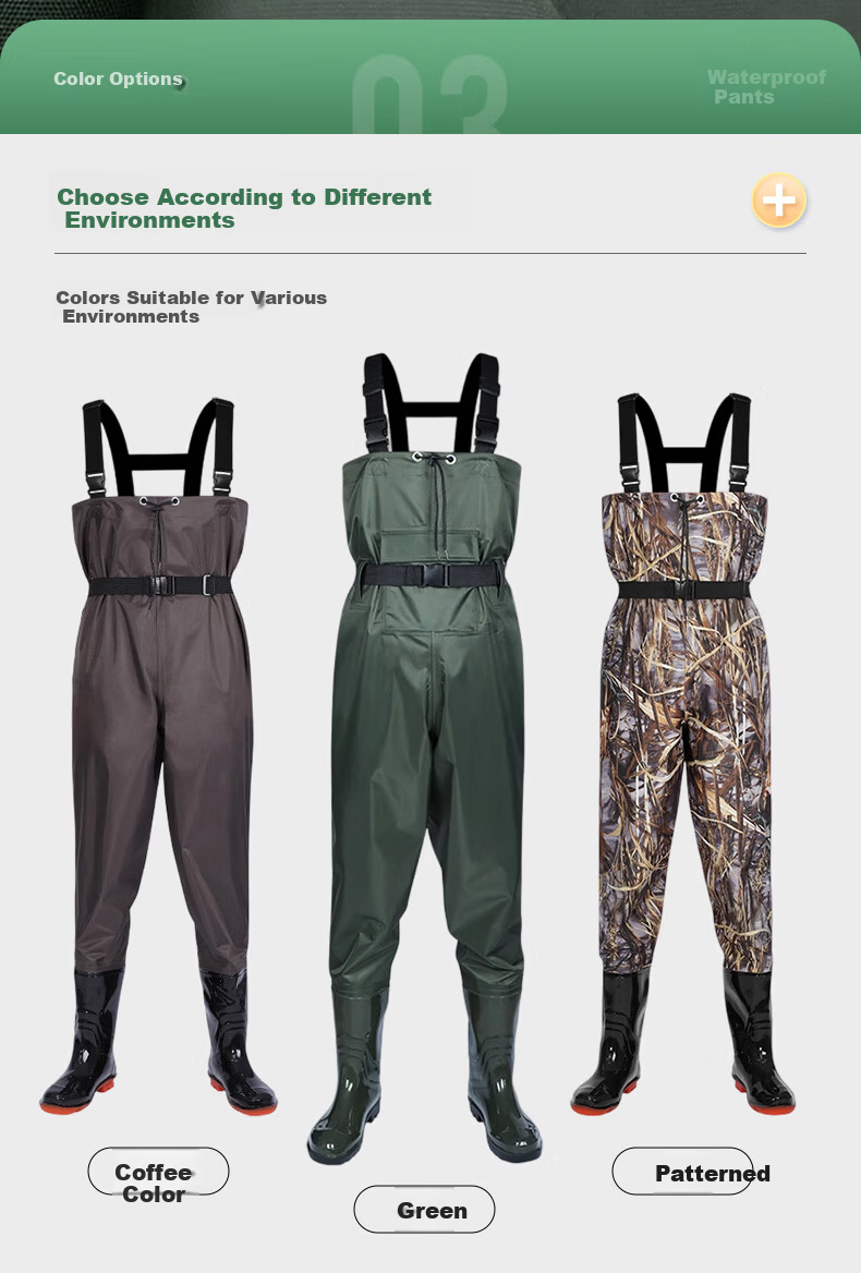 BOLOLANZHI Thickened Waterproof Overalls Rain Pants Water Shoes Full-body Waterproof Bib Pants Half-body Waders Customizable 14