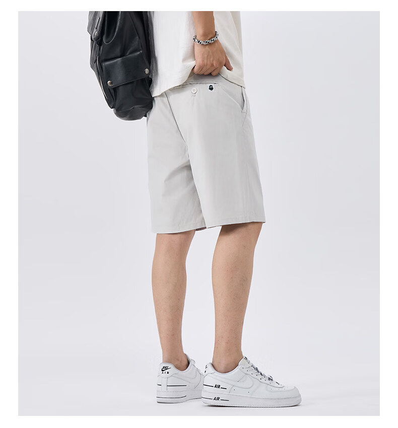 Fingercroxx IT Trendy Minimalist Straight-Leg Shorts Men 2026 Summer Lightweight Casual Five-Point Pants Beige M 16