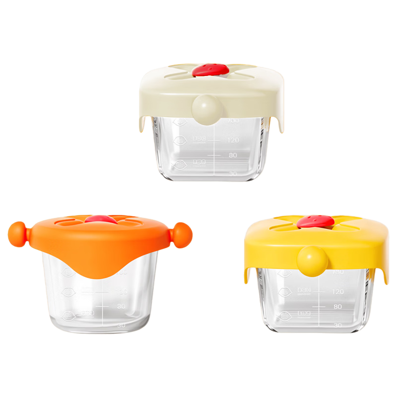 Ipoosi Baby Food Container Glass Steamable Egg Bowl High Temperature Resistant Baby Food Preservation Storage Tool Children's Baby Food Bowl