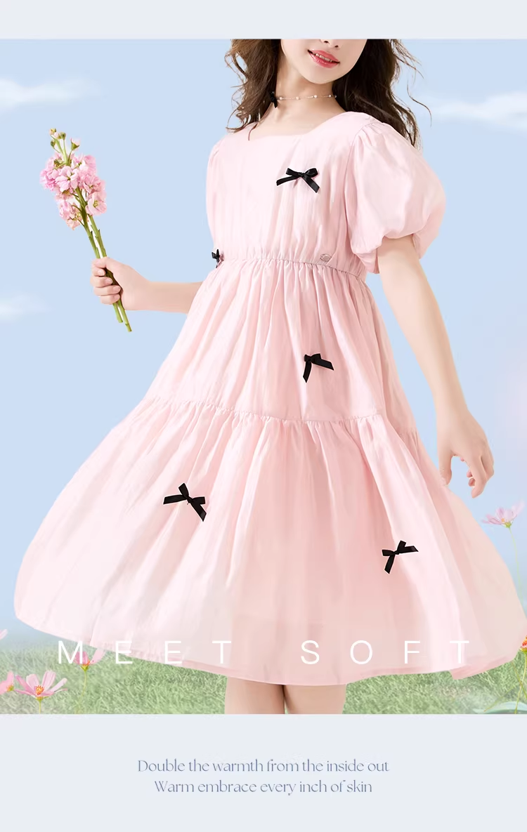 Disney Girls Summer Dress New Children's Princess Dress Large Kids Stylish Tencel Chiffon Dress EQ020 Pink 170 8