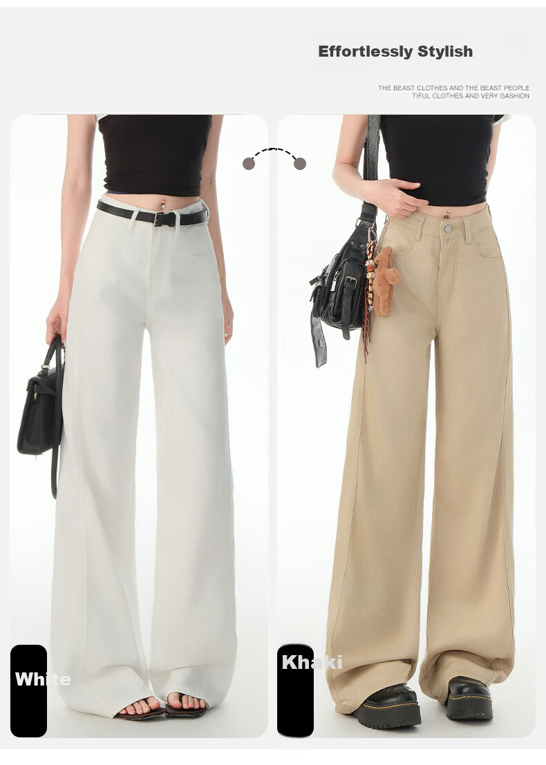 Boruilai Lyocell Tencel Wide-Leg Jeans for Women Spring Summer White Pants 2026 New High-Waist Straight-Leg Trousers 7